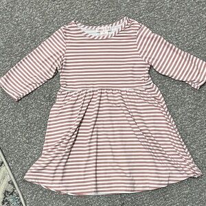 Charming Pink Striped Kids Dress